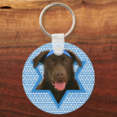 Hanukkah Star van David - Chocolate Labrador Sleutelhanger (Voorkant)