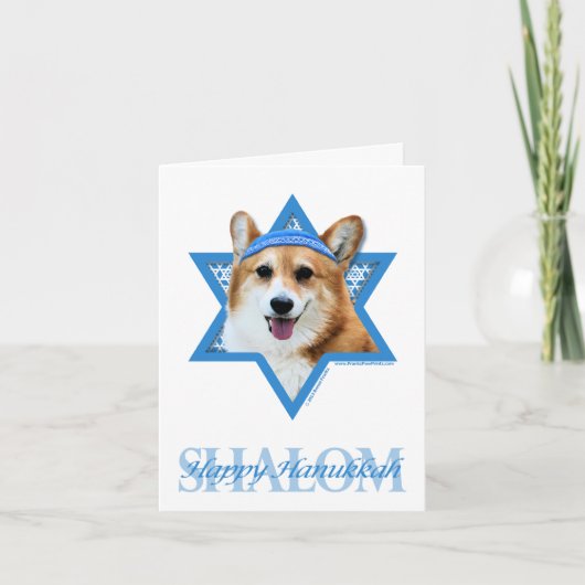 Hanukkah Star van David - Corgi - Owen Feestdagen Kaart (Voorkant)