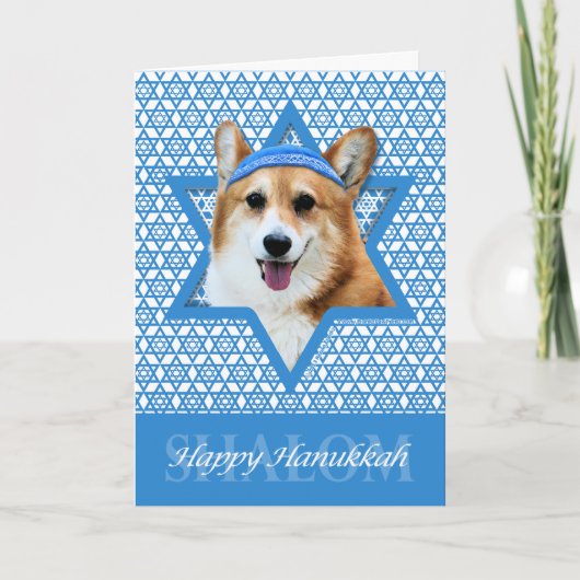 Hanukkah Star van David - Corgi - Owen Feestdagen Kaart (Voorkant)
