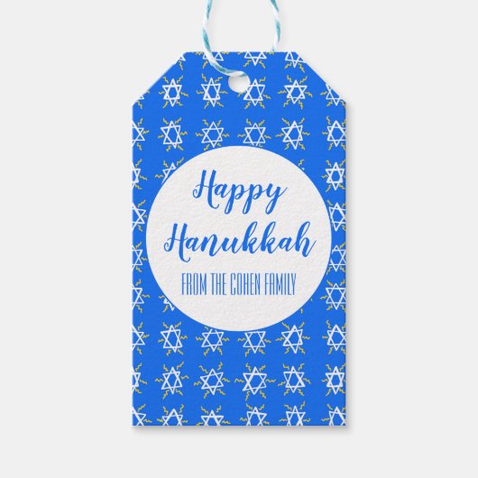 Hanukkah Star van David CUSTOM Holiday Cadeaulabel (Voorkant)