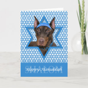 Hanukkah Star van David - Doberman - Rocky Feestdagen Kaart