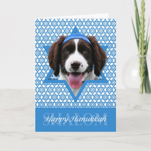 Hanukkah Star van David - Engelstalig Spaniel Feestdagen Kaart (Voorkant)