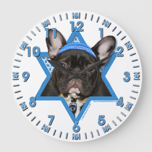 Hanukkah Star van David - French Bulldog - Blauwgr Grote Klok (Voorkant)