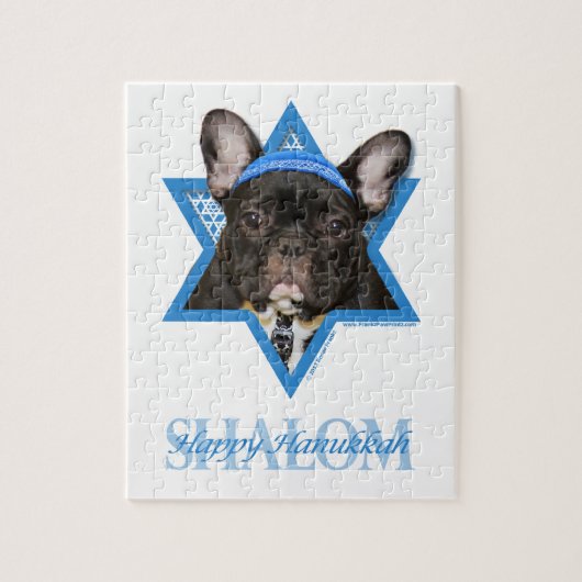 Hanukkah Star van David - French Bulldog - Blauwgr Legpuzzel (Verticaal)
