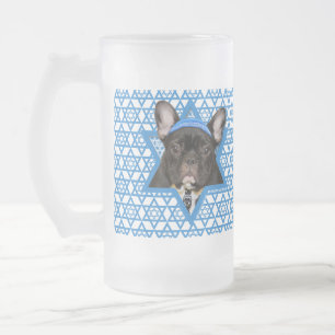 Hanukkah Star van David - French Bulldog - Blauwgr Matglas Bierpul