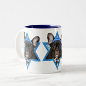 Hanukkah Star van David - French Bulldog - Blauwgr Tweekleurige Koffiemok (Voorkant links)