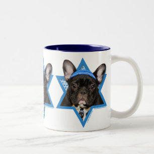 Hanukkah Star van David - French Bulldog - Blauwgr Tweekleurige Koffiemok