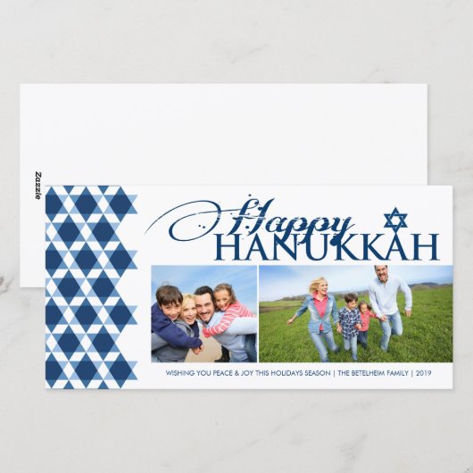 Hanukkah Star van David Geometric Pattern 2 Foto Feestdagenkaart (Voorkant / Achterkant)