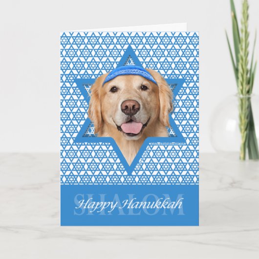 Hanukkah Star van David - Golden Retriever - Coron Feestdagen Kaart (Voorkant)