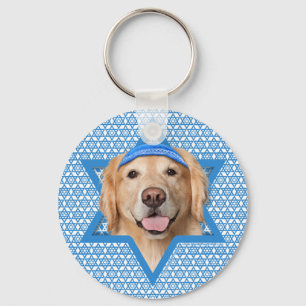 Hanukkah Star van David - Golden Retriever - Coron Sleutelhanger