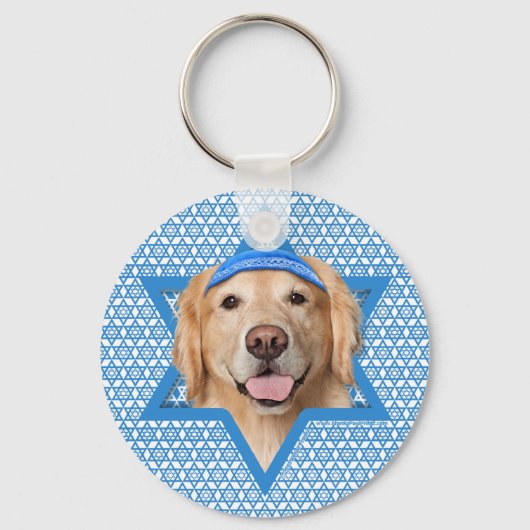 Hanukkah Star van David - Golden Retriever - Coron Sleutelhanger (Voorkant)