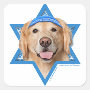 Hanukkah Star van David - Golden Retriever - Coron Vierkante Sticker
