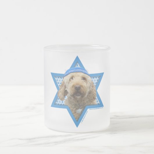Hanukkah Star van David - GoldenDoodle Matglas Koffiemok (Center)