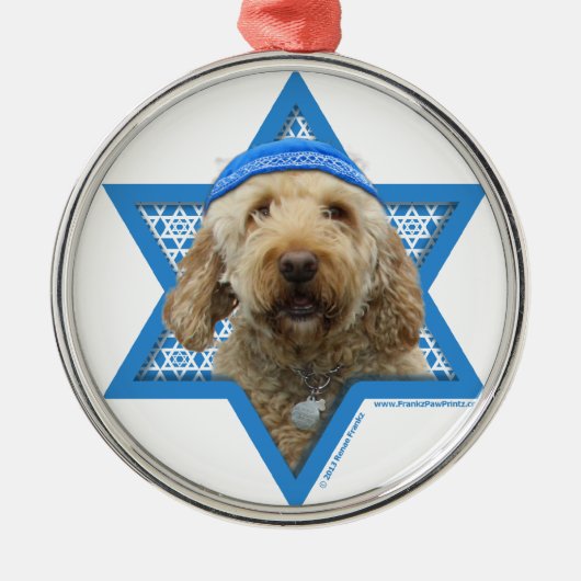 Hanukkah Star van David - GoldenDoodle Metalen Ornament (Voorkant)
