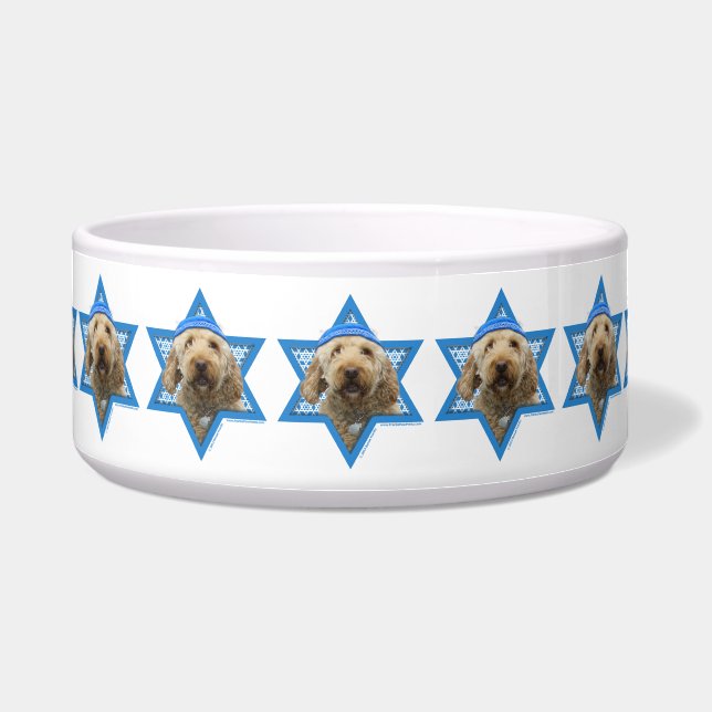 Hanukkah Star van David - GoldenDoodle Voerbakje (Voorkant)