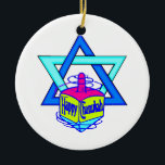 Hanukkah Star van David Keramisch Ornament<br><div class="desc">Happy Hanukkah Star van David met een droom die "Happy Chanukah" zegt,  die de joodse feestvreugde en vreugde viert.</div>