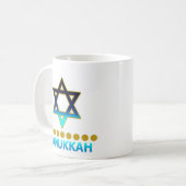 Hanukkah Star van David Menorah Koffiemok (Voorkant links)