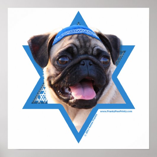 Hanukkah Star van David - Pug Poster (Voorkant)