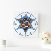 Hanukkah Star van David - Rottweiler Vierkante Klok (Huis)