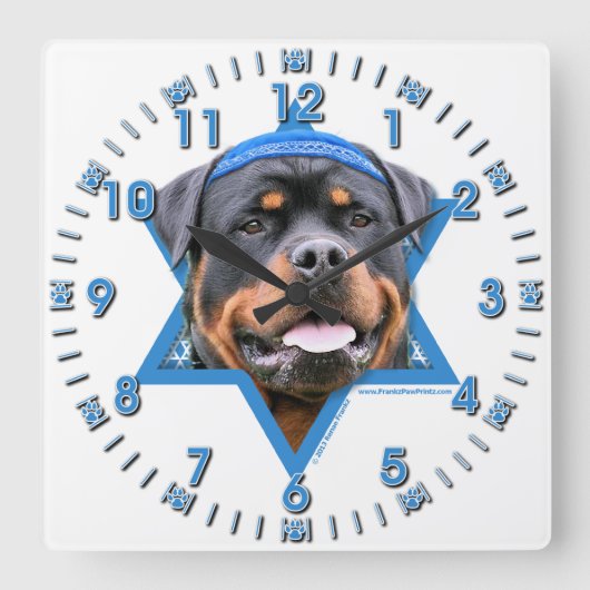 Hanukkah Star van David - Rottweiler Vierkante Klok (Voorkant)