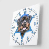 Hanukkah Star van David - Rottweiler Vierkante Klok (Hoek)