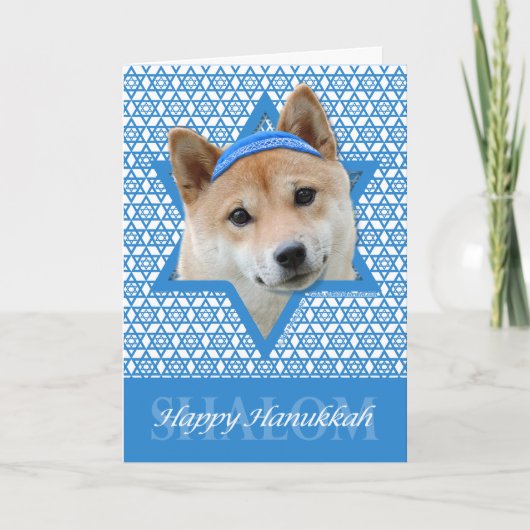 Hanukkah Star van David - Shiba Inu Feestdagen Kaart (Voorkant)