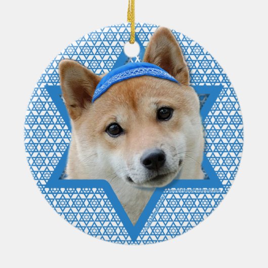 Hanukkah Star van David - Shiba Inu Keramisch Ornament (Achterkant)