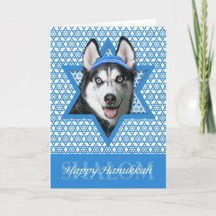 Hanukkah Star van David - Siberian Husky Feestdagen Kaart