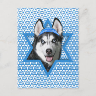 Hanukkah Star van David - Siberian Husky Feestdagenkaart