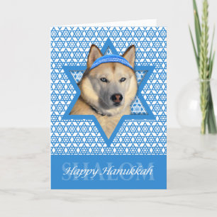 Hanukkah Star van David - Siberian Husky - koper Feestdagen Kaart
