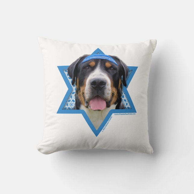 Hanukkah Star van David - Swiss Mountain Dog Kussen (Voorkant)