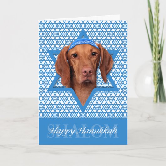 Hanukkah Star van David - Vizsla - Reagan Feestdagen Kaart (Voorkant)
