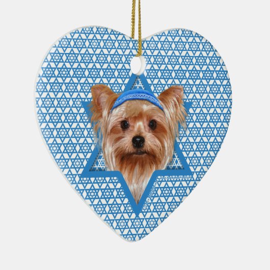 Hanukkah Star van David - Yorkshire Terrier Keramisch Ornament (Rechts)