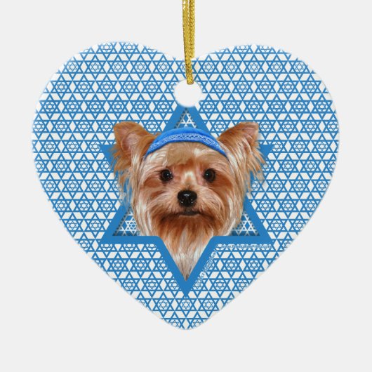 Hanukkah Star van David - Yorkshire Terrier Keramisch Ornament (Voorkant)