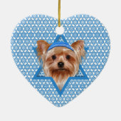 Hanukkah Star van David - Yorkshire Terrier Keramisch Ornament (Achterkant)