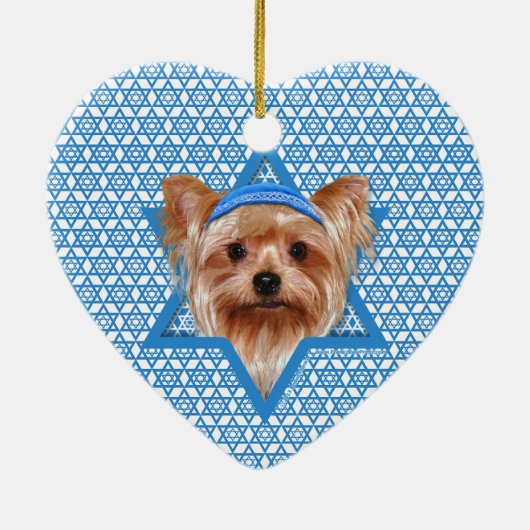 Hanukkah Star van David - Yorkshire Terrier Keramisch Ornament (Achterkant)