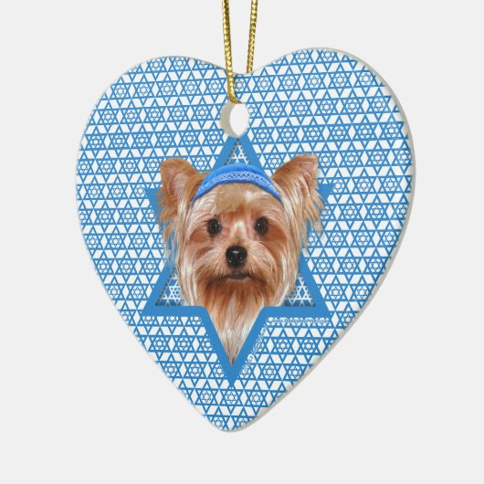 Hanukkah Star van David - Yorkshire Terrier Keramisch Ornament (Links)