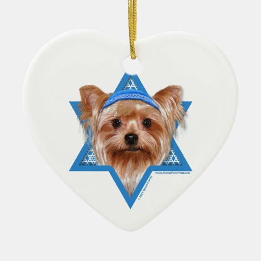 Hanukkah Star van David - Yorkshire Terrier Keramisch Ornament (Voorkant)