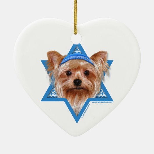Hanukkah Star van David - Yorkshire Terrier Keramisch Ornament (Achterkant)