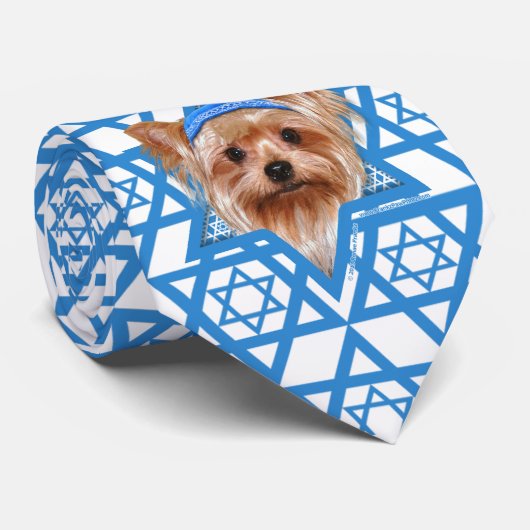 Hanukkah Star van David - Yorkshire Terrier Stropdas (Opgerold)