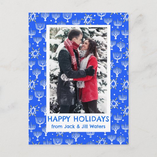 Hanukkah Stars Menorah's AANGEPASTE FOTO Feestdagenkaart (Voorkant)