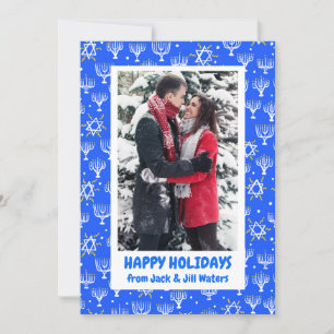 Hanukkah Stars Menorahs CUSTOM PHOTO Holiday Card Kaart