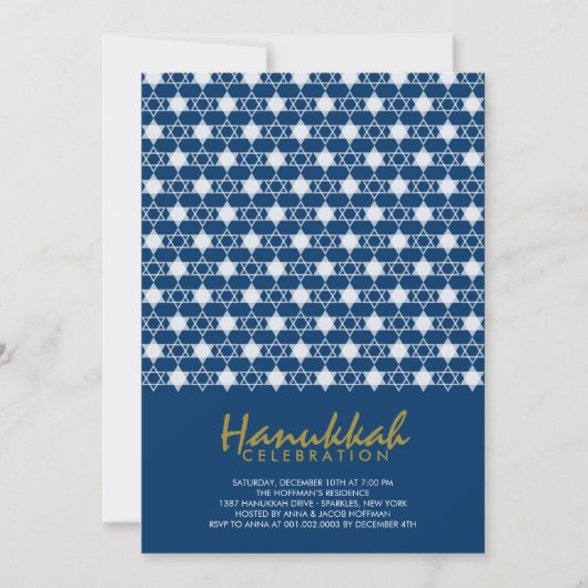 Hanukkah Stars van David Pattern Blue Holiday Part Kaart (Voorkant)