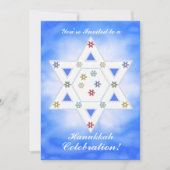 Hanukkah Ster en Sneeuwvlokken Viering Blauw Kaart (Voorkant)