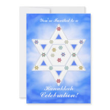 Hanukkah Ster en Sneeuwvlokken Viering Blauw