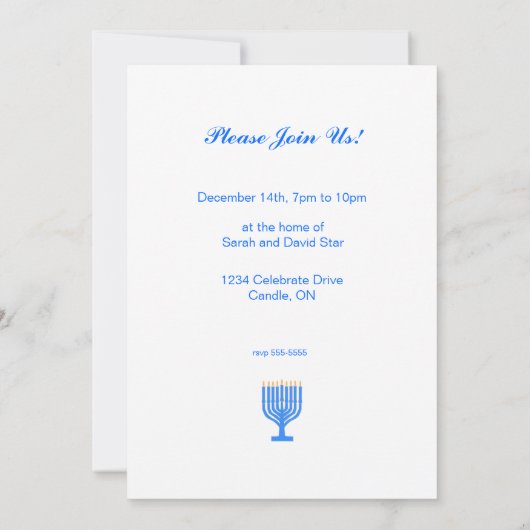 Hanukkah Ster en Sneeuwvlokken Viering Blauw Kaart (Achterkant)