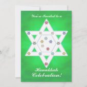 Hanukkah Ster en Sneeuwvlokken Viering Groen Kaart (Voorkant)