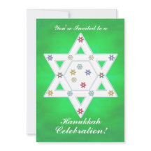 Hanukkah Ster en Sneeuwvlokken Viering Groen