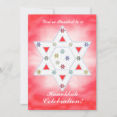 Hanukkah Ster en Sneeuwvlokken Viering Rood Kaart (Voorkant)