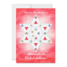 Hanukkah Ster en Sneeuwvlokken Viering Rood